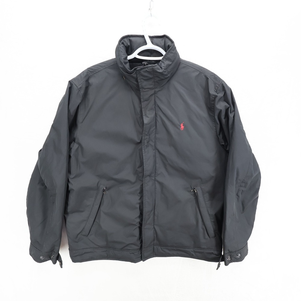 Polo Ralph Lauren Mens Large Black Full Zip Fleece Lined Jacket Red Pony RN41381